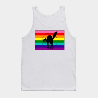 Black Cat LGBTQ Pride Flag (Retro 8) Tank Top